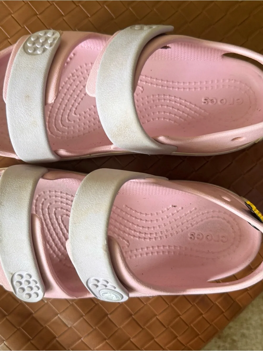 CROCS Kids Pink Sandals with purple Dual Straps